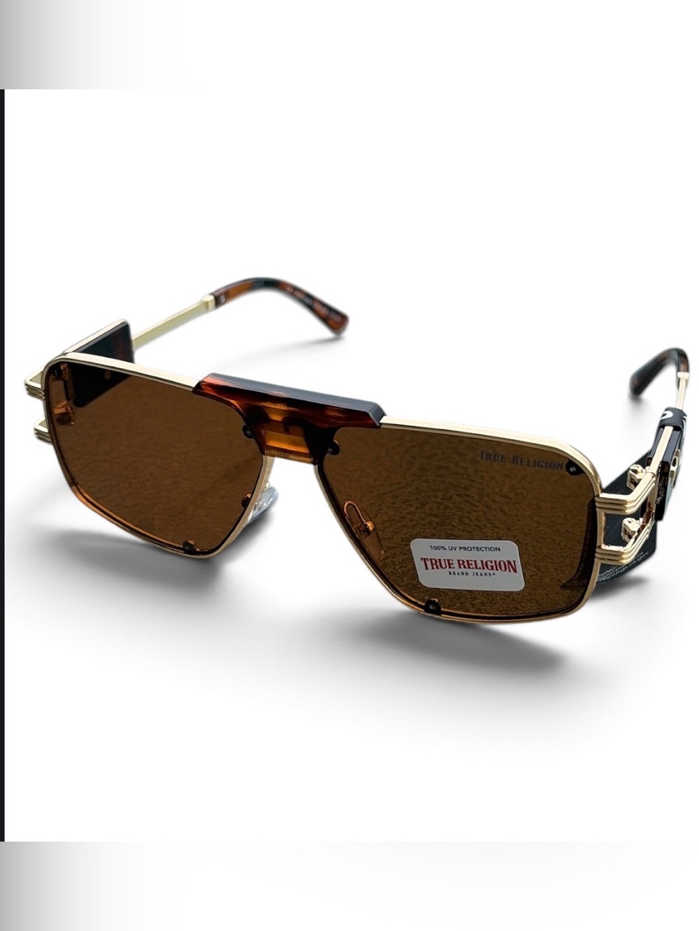 S21 True Religion Brown Tortoiseshell Dark Brown Aviator UNISEX Sunglasses NWT